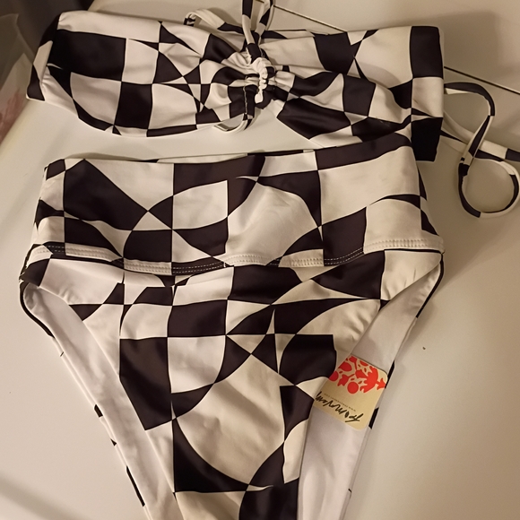 Beach Riot Other - Beach Riot Black and White Checkered Swim Set